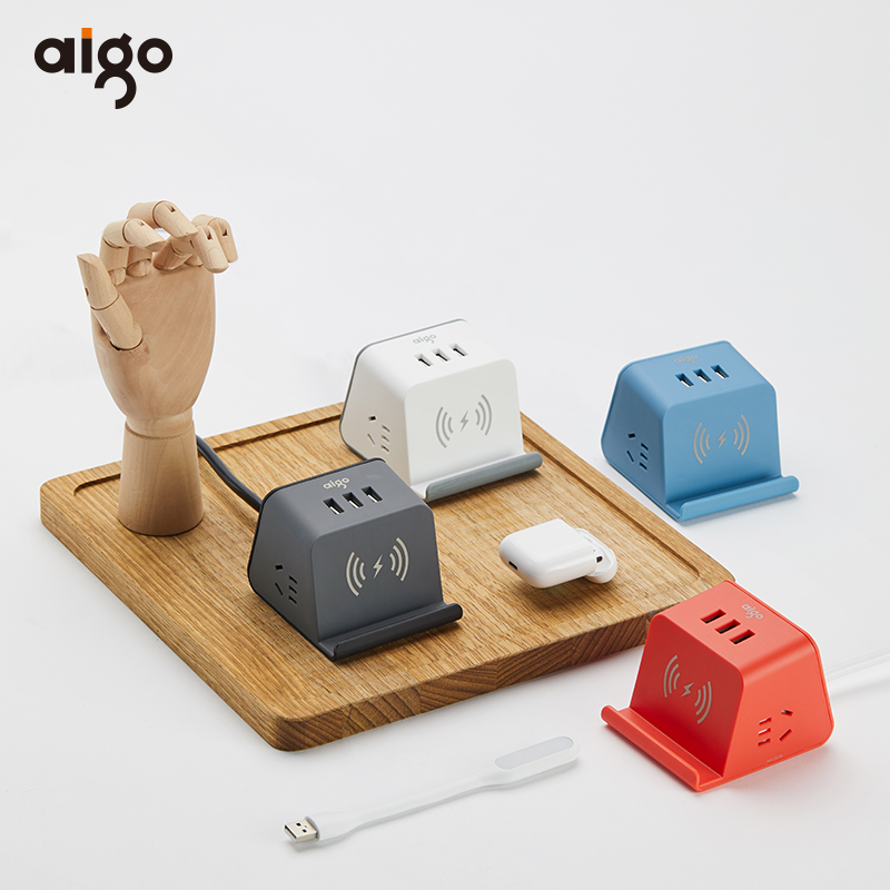 aigo 爱国者 多功能无线充魔方插座 M0230Q 1.5米 天猫优惠券折后￥49包邮（￥59-10）