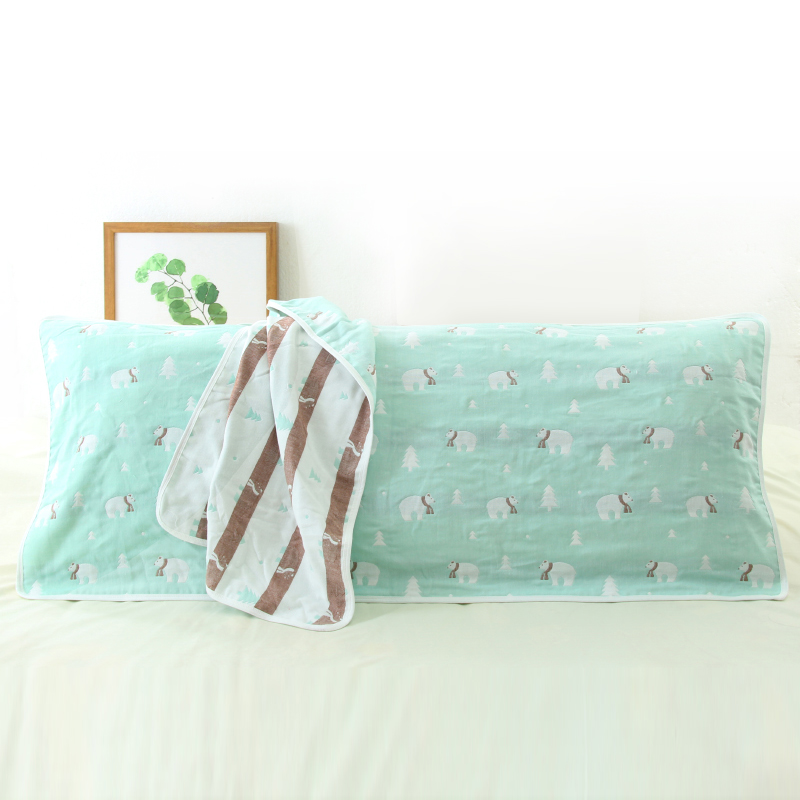 Khăn gạc đôi thoáng khí cotton gối 1.1 bông dài gối dài mùa hè 1,4 mét cộng với khăn gối dài 1,7 m khăn gối