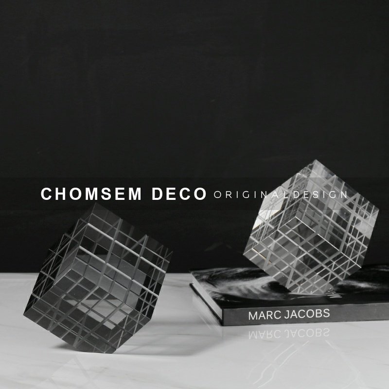 Modern Pole minimalist Transparent Geometric Square Crystal Magic Square Swing sample House Sample House Display Center Soft Decoration Furnishing