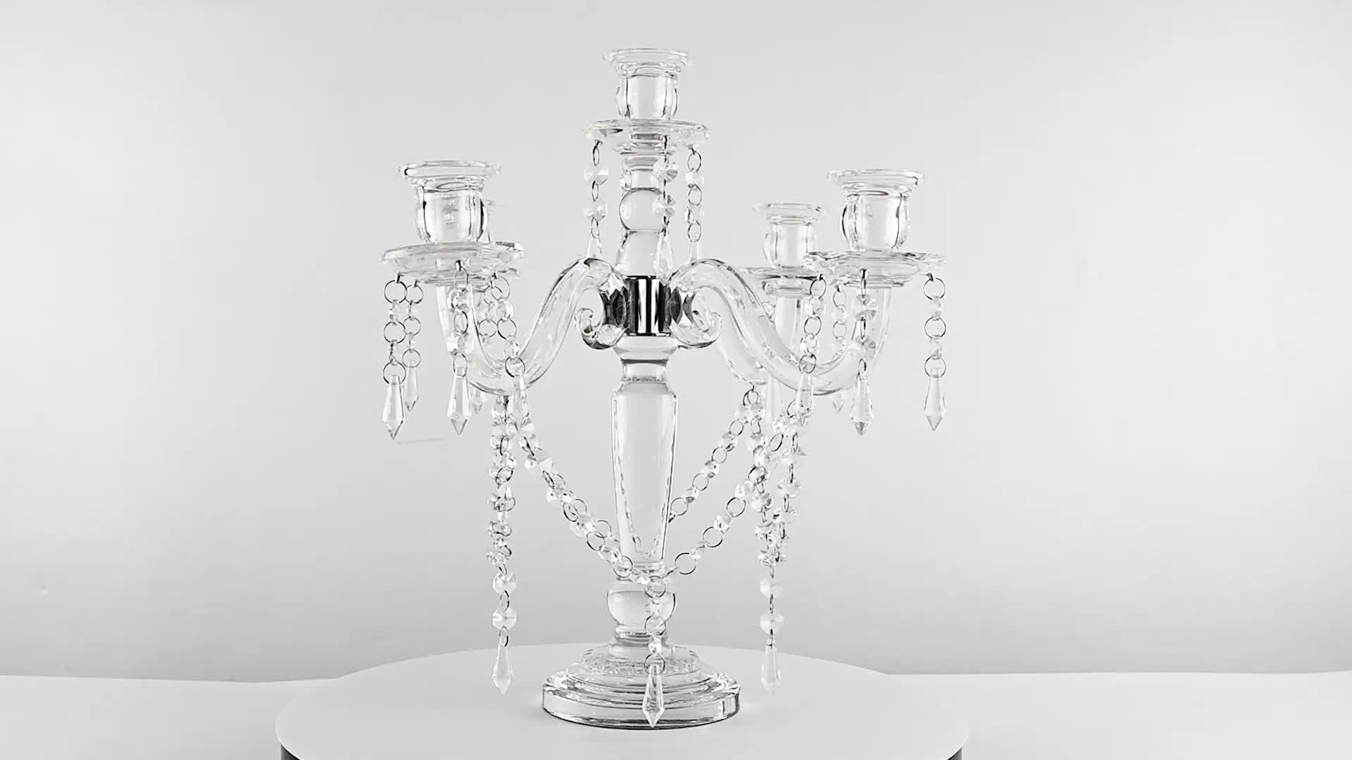 Shining European Luxury Nine Head Crystal Glass Candle Holder Combined