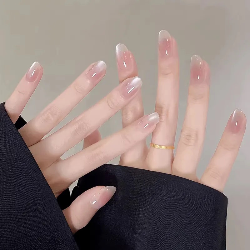 2026 New Summer Light Luxury Whitening and High-End Nail Art Wearable Nails, Pure Handmade Nail Patches, Medium-Length Nails