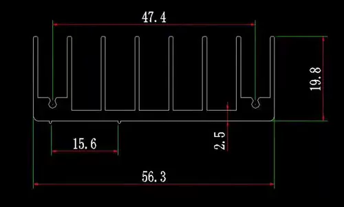 TO220 Триод 3P Трубка Электронный радиатор 56*20*25, иглы 1.8/алюминиевый радиатор/алюминиевый радиатор