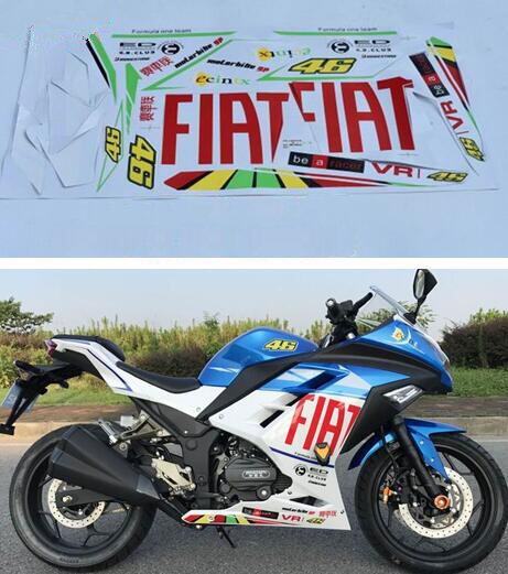 Homegrown Kawasaki Little Ninja locomotive Fiat No. 46 full car appliquer with flower treasure Hawk Warrior Sports Car Big Board Sticker