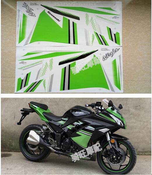 Road race domestic little ninja locomotive full car new big green decal film accessories 250cc sports car sticker