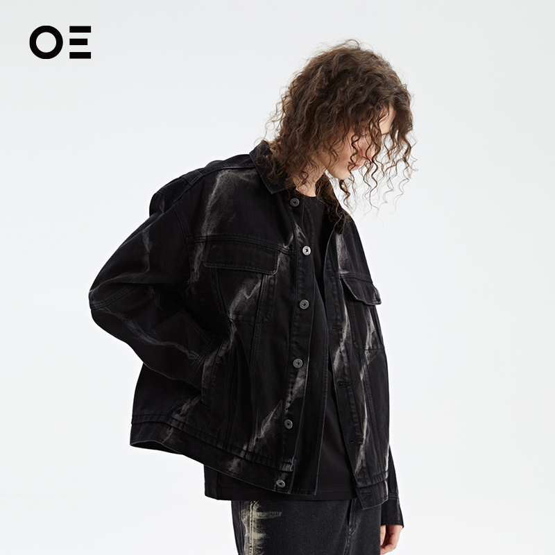 [Celebrity Style] Organic Emotion Tie-Dye Denim Jacket Washed Designer Vintage Jacket Oe