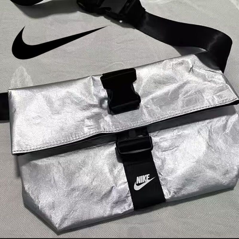 Nike Nike Men's and Women's Sports Casual Fashion Versatile Shoulder Bag Bg001-011A Black/Silver