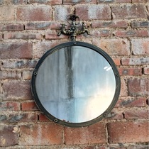 Industrial style retro old iron double faucet hanging mirror bar cafe wall decoration wall mirror bath mirror