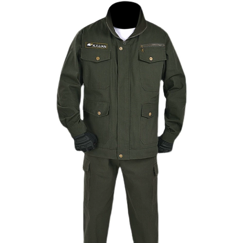 Комбинезон, износостойкий осенний хлопковый камуфляжный комплект, защита от ожогов