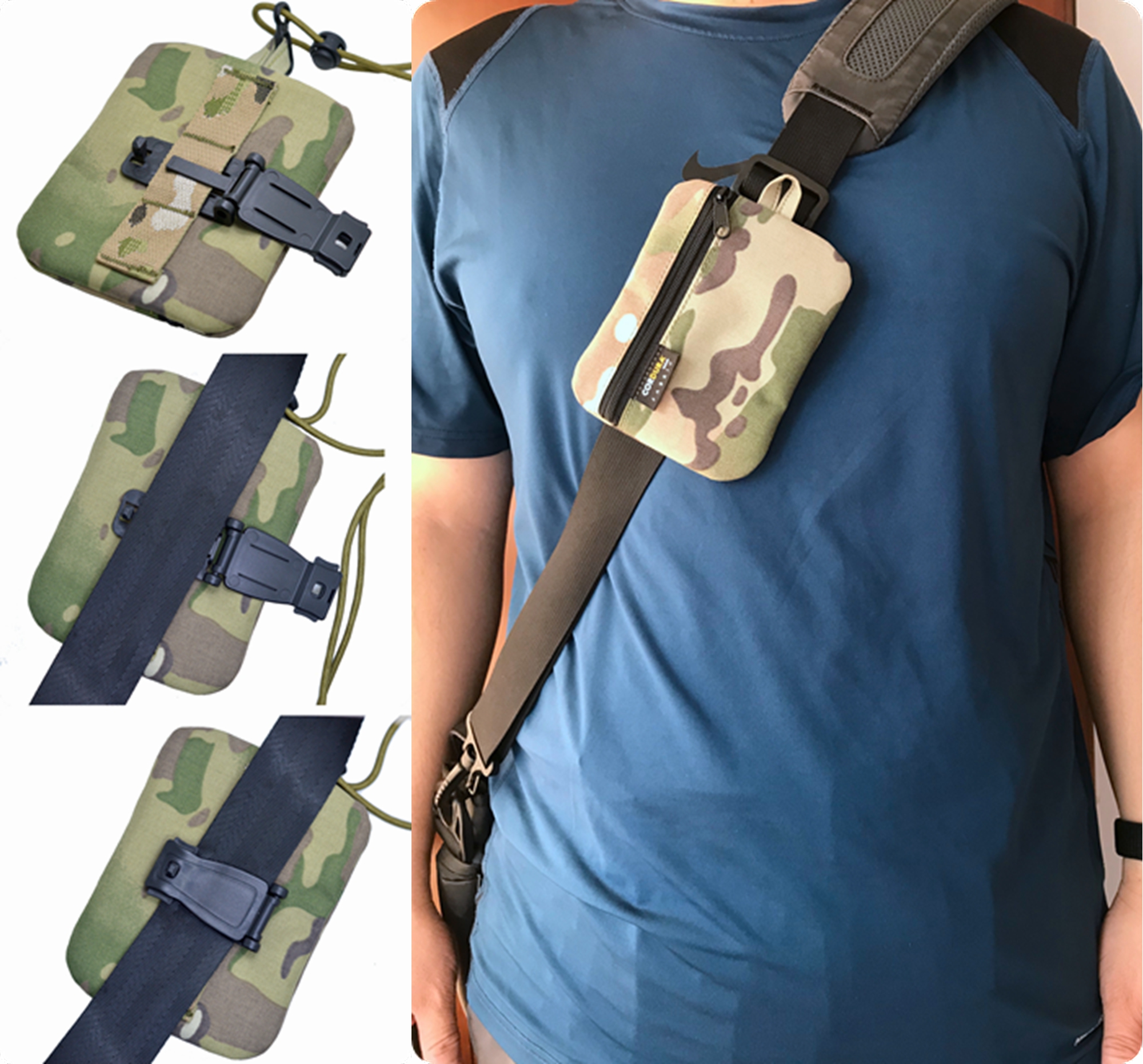 CORDURA Cordura Waterproof Document Storage Bag Hanging Neck Card Bag Coin Purse Portable Small Tide Bag Functional Package