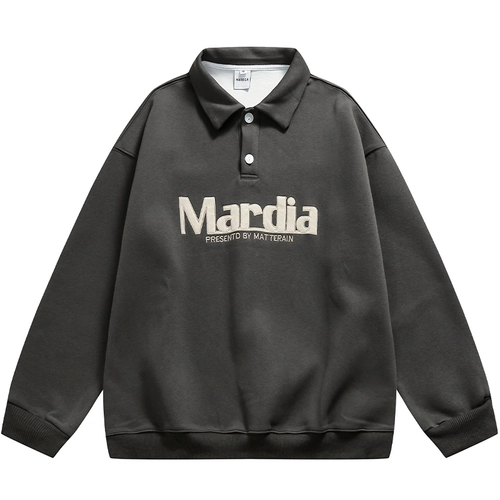 Ретро лонгслив для отдыха, футболка polo, рубашка, толстовка для влюбленных, в американском стиле, с вышивкой, оверсайз