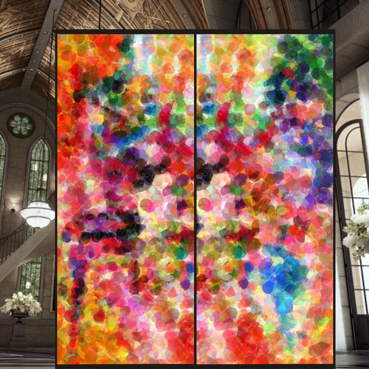 European color retro church stained art electrostatic finished glass fixture clothes whole cabinet door and window stickers