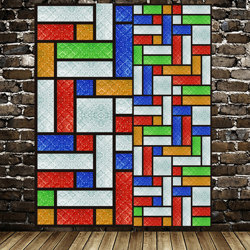 European-style retro colored church glass film frosted light-transmitting opaque electrostatic door and window glass sticker window decal paper