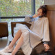 Super Fairy Winter Thick Dress Sweater Stitching Hem Gauze Skirt Mink Fleece Over the Knee Mid-length Warm Inner Wear