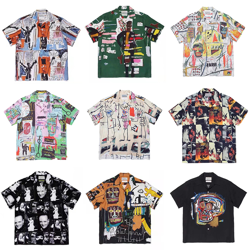 Jiangxin Collaboration Japanese-Style Heaven Basquiat Graffiti Hawaiian Short-Sleeve Casual Floral Shirt for Couples Men Jiangxin Collaboration Japanese-Style Heaven Basquiat Graffiti Hawaiian Short-Sleeve Casual Floral Shirt for Couples Men