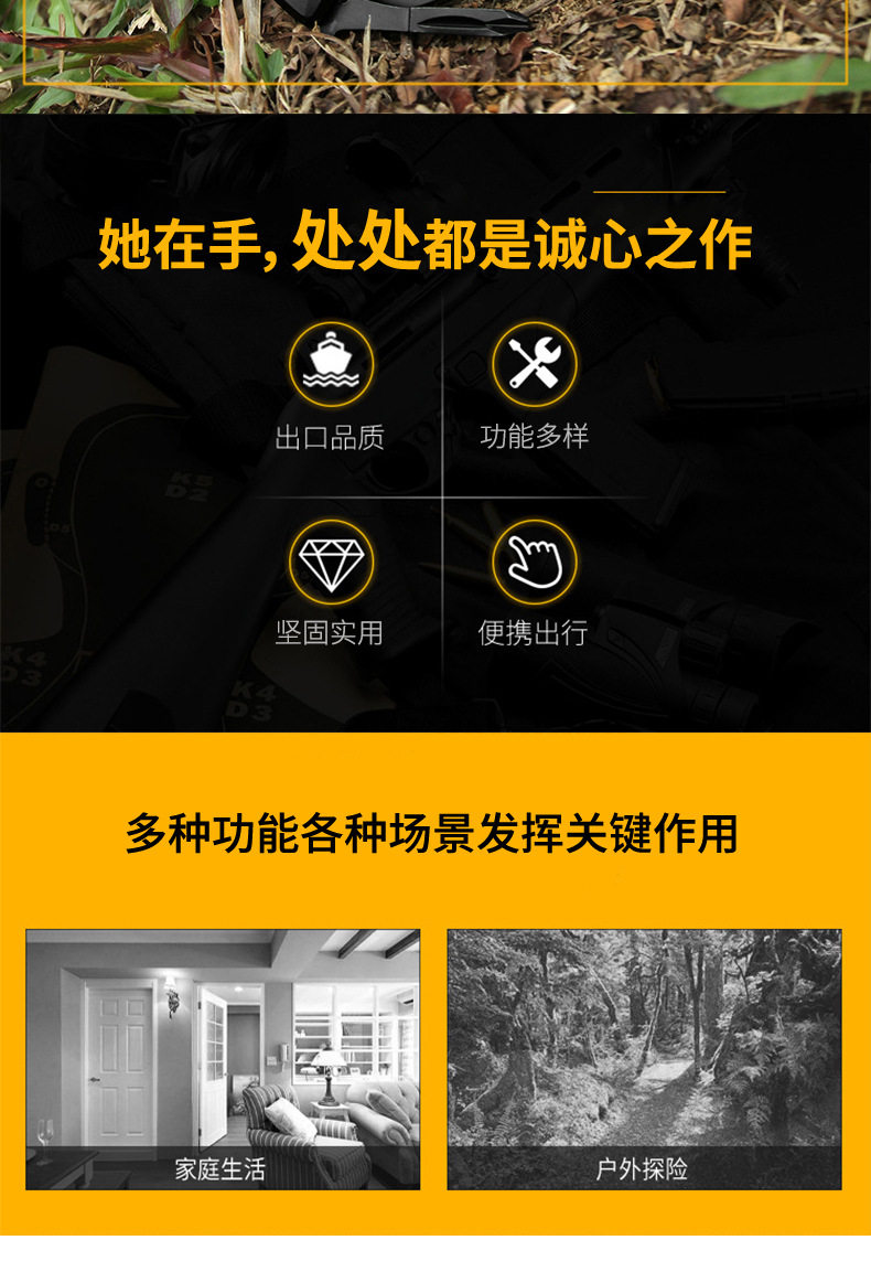 Многофункциональные плоскогубцы 多功能刀钳便携折叠多用钳edc螺丝多批头组合工具户外工具钳套装