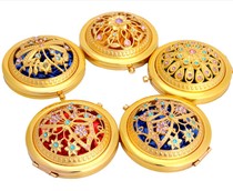 A retro round mirror Russian style Portable folding copper mirror far and near Birthday gift crafts Gold