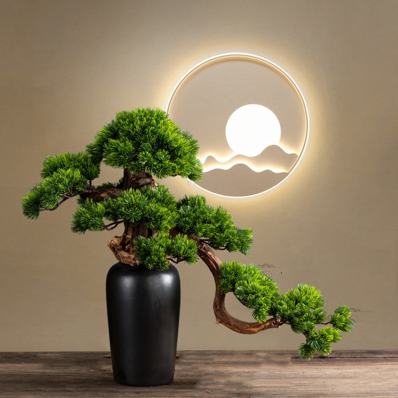 Simulation of Luohan Welcome Pine Household Silver Xuanshut TV Cabinet Large basin desktop fake tree soft decoration living room