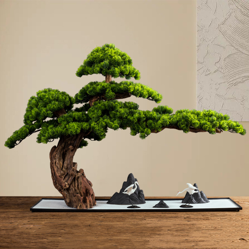 High Simulation Landscape Fake Pine Tree Tabletop Greet Guest Pine Green Plant Pendulum Pieces Living Room Hotel Genguan Large Bonsai Decoration