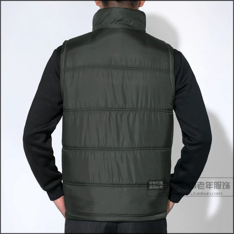 Áo vest nam trung niên cotton lạc đà mùa thu và mùa đông cha áo sơ mi trung niên cotton vest vest đứng cổ áo ấm vest nam trung niên