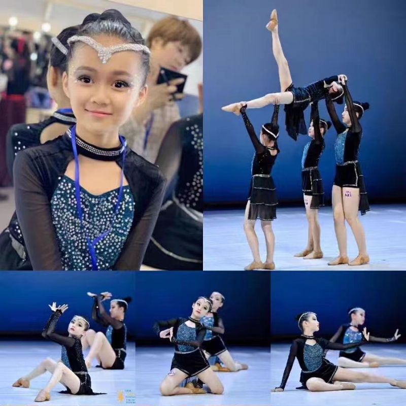 Children cheerleaders come out with a long sleeve new girl cheerleader perform a cheerleading and a jazz dance competition suit drills-Taobao