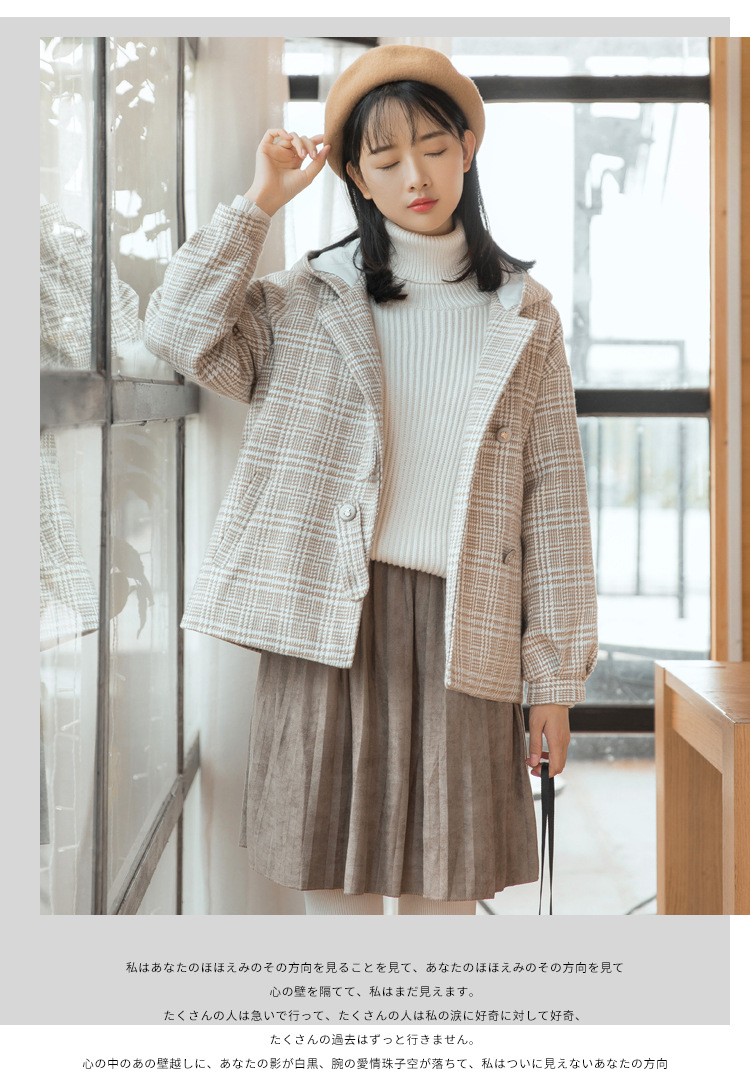 2018 mới mùa đông retro kẻ sọc Sen áo len nữ ngắn nhỏ trùm đầu sinh viên áo len áo khoác đôi nam nữ