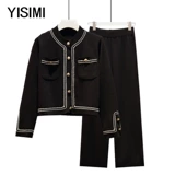 Весенний осенний трикотажный комплект для матери для пожилых людей, штаны, куртка, размер