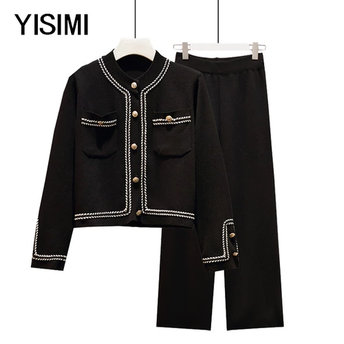 Весенний осенний трикотажный комплект для матери для пожилых людей, штаны, куртка, размер