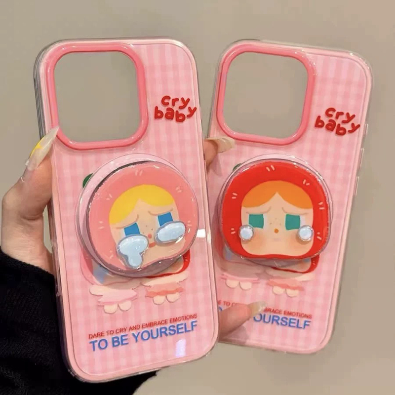 Cute Girl Heart Crybaby Plaid Magnetic Case Suitable for Oppo Realme Gt7 Phone Case Neo6 Realme 13/Gt2 Master Explorer Gt5 New Model Neo8Se/14Pro+12X Cute V23/V70S