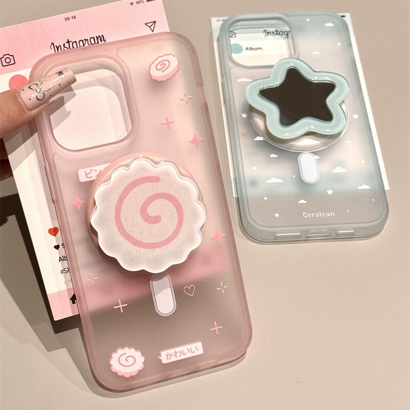 Light Pink Star Sushi Magnetic Stand Suitable for Xiaomi 17/15t/13 Phone Case K70 Redmi K90Promax/K60 Couple K80 Supreme Note14/12/Turbo/Civi4Pro