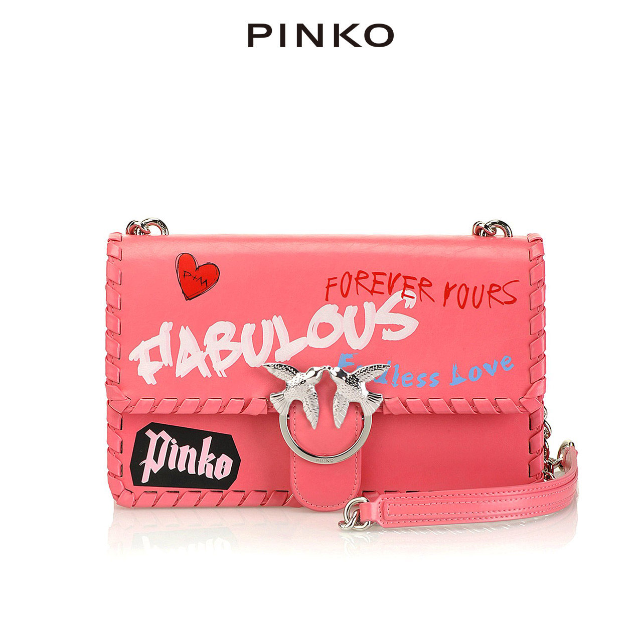 PINKO graffiti print bird bag swallow bag 1P21DDY5F9