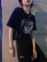 ins overfire net red harbor wind short sleeve T-shirt female summer dress Han version Chaoyuan original student loose 100 lap half sleeves clothes