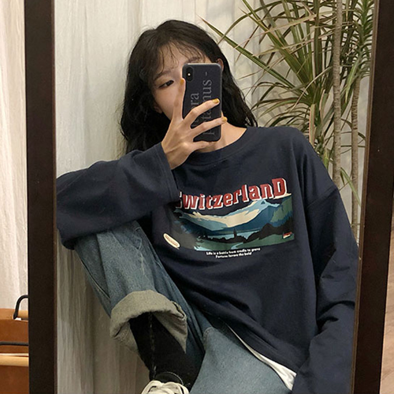 Hyperfire cec fake two long sleeves women's spring and autumn clothes Han version ancient with thin coat of coats and dinghy damp students loose clothes