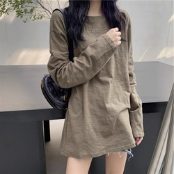 ins super popular bamboo cotton t-shirt women's long-sleeved bottoming shirt spring and autumn 2023 new style loose t-shirt versatile top