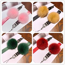 Mobile phone lanyard with plush wool ball neck Womens shell rope personality creative pendant chain key hanging wrist strap U disk mens wide lanyard Apple short detachable anti-lost rope hand rope portable net red