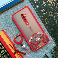 Oppo, красный матовый чехол для телефона, защитный чехол для влюбленных подходит для мужчин и женщин, ремешок, силикагелевая камера видеонаблюдения, китайский стиль, защита при падении