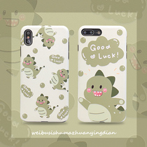 Matcha green dinosaur Apple X mobile phone case Ice Silk relief 8xs Net Red 7plus creative 6s men and women XR soft silicone Apple xs max cute iPhone6splus women