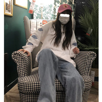 Wide leg jeans high waist elegant wind loose straight tube thin autumn and winter Korean version of large size fat MM draping pants