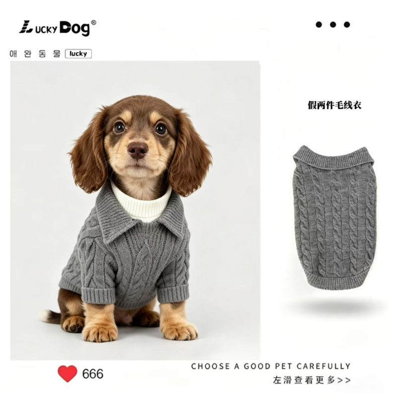 Korean Ins Dog Clothes Autumn and Winter New Thickened Warm Layered Collar Knitted Sweater for Small Dogs Like Dachshund and Schnauzer Korean Ins Dog Clothes Autumn and Winter New Thickened Warm Layered Collar Knitted Sweater for Small Dogs Like Dachshund and Schnauzer