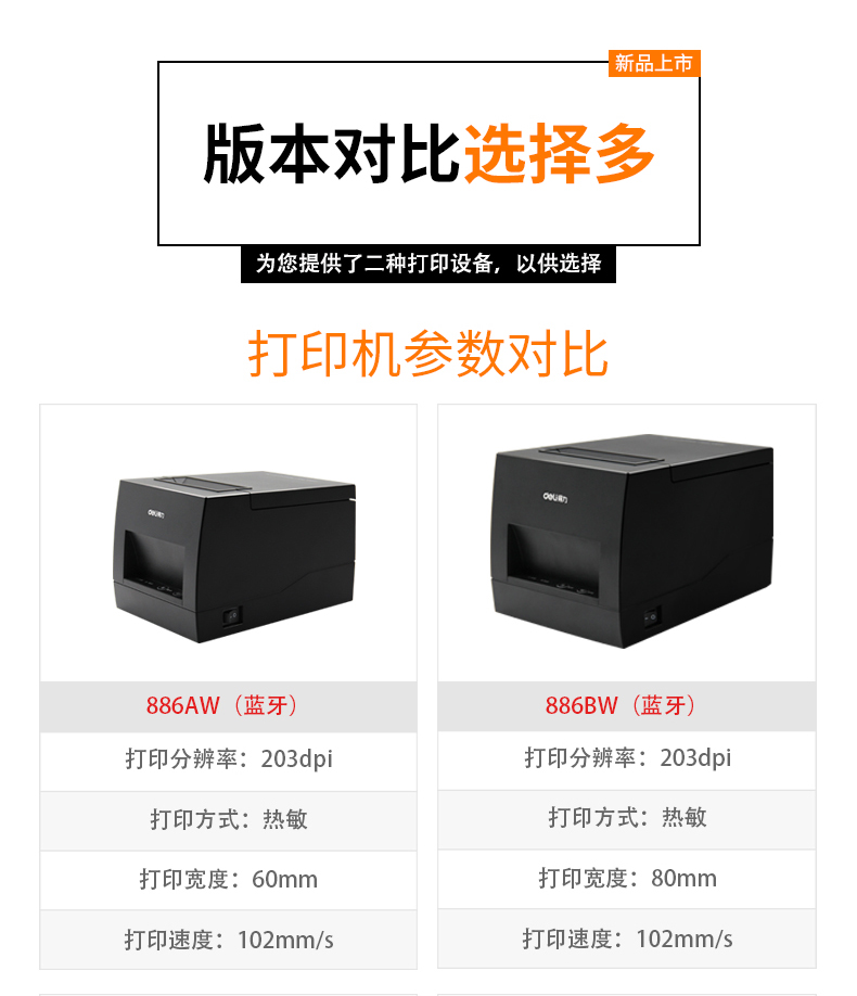 Deli DL-886AW Mã vạch Máy in Bluetooth Máy dán nhãn nhiệt Quần áo Tag Tag Mục Giá tay Giá mã QR Cửa hàng trà Bánh mì Nhãn thực phẩm Máy in - Thiết bị mua / quét mã vạch