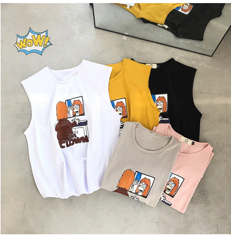Mùa hè không tay áo thun nam in triều thương hiệu cá tính nam xu hướng hip hop gió lỏng áo vest thể thao - Áo vest cotton áo ba lỗ nam tập gym