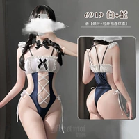 Белый + синий [кольцо на шею + комбинезон с открывающейся промежностью]