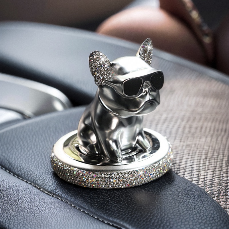 Car Air Freshener, Car Perfume Ornament, Trendy Bulldog Bobblehead Dog Solid Fragrance, Car Interior Decoration Items for Stylish Men
