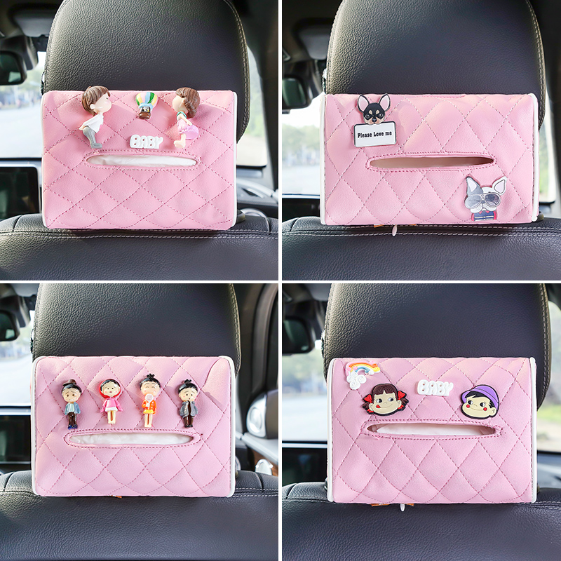 On-board Drawing Cardboard Box Creative Car Armrest Box Pumping Cardboard Box Car Hanging Visor Tissue Box Car Interior Accessories-Taobao