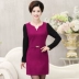 Quần áo nữ mùa thu đông của phụ nữ trung niên cộng với váy nhung dày cổ chữ V cho mẹ áo dài tay trong phần áo thun nữ dài váy cho phụ nữ trung niên Phụ nữ cao cấp
