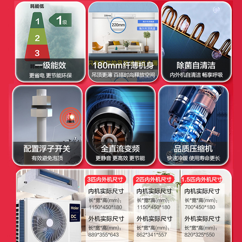 Haier Central Air Conditioner 5/6 Hp One-To-Four Household Ducted Unit, One-To-Three Multi-Split Unit, 34P One-To-Two, One-To-Five or One-To-Six