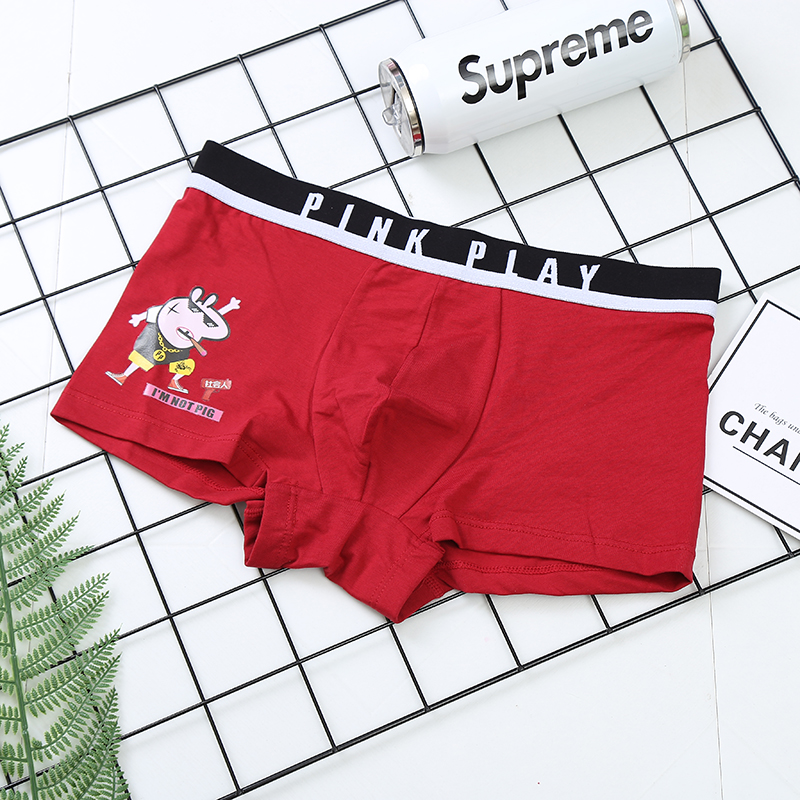 Phim hoạt hình cotton cặp vợ chồng đồ lót xã hội lợn dễ thương bông lớn màu đỏ lớn năm nay đồ lót sịp đôi dễ thương
