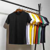 T-shirt mens summer loose round neck mens solid color short-sleeved Japanese white student sports casual boy t-shirt trend