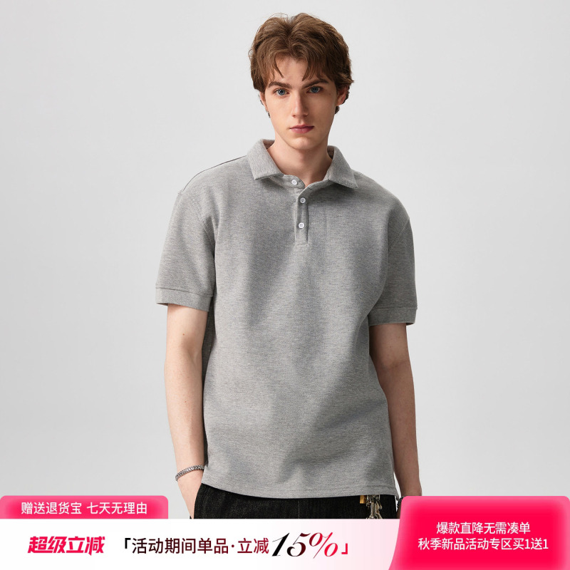 Old Money Style Polo Shirt with Regular Shoulders and a Turn-Down Collar, American Style, Simple and Breathable for Summer, Black Short-Sleeve Top, Gray T-Shirt Old Money Style Polo Shirt with Regular Shoulders and a Turn-Down Collar, American Style, Simple and Breathable for Summer, Black Short-Sleeve Top, Gray T-Shirt