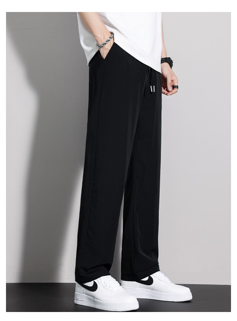 Летние шелковые дышащие быстросохнущие тонкие спортивные штаны, свободный прямой крой, оверсайз 