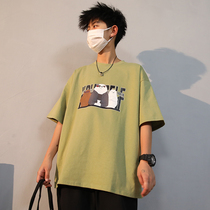 T-shirt mens short sleeve ins Super fire Tide brand Korean version trend hip hop casual half sleeve jacket Hong Kong style loose lovers